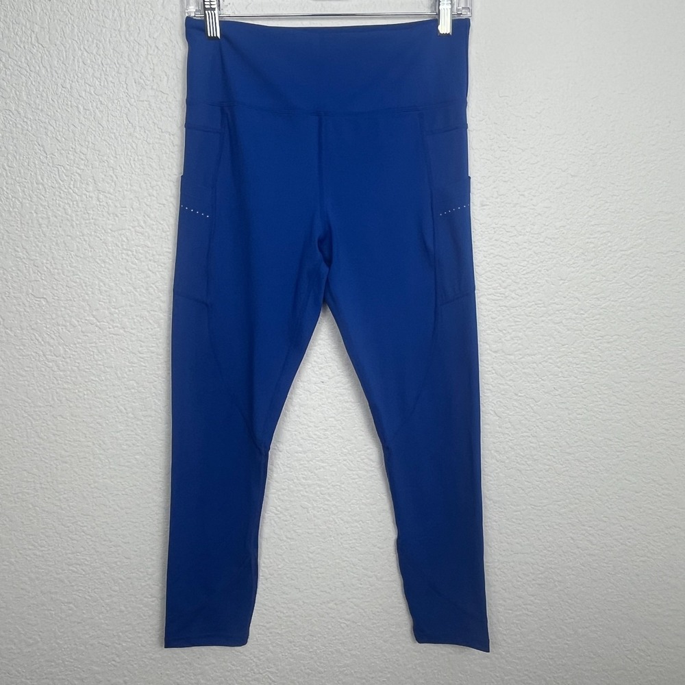ZYIA Active Leggings Womens 8-10 Royal Blue Stretch Logo Skinny Leg‎ Workout